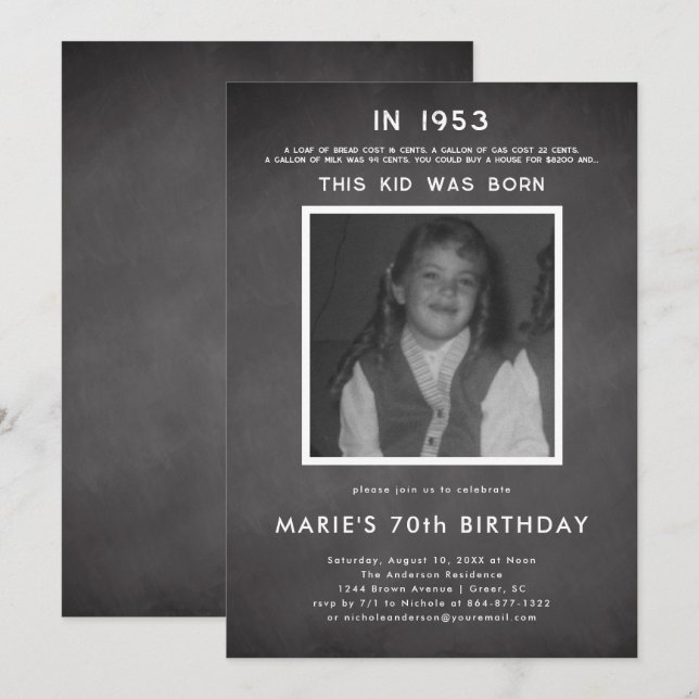 Pop History | Photo Birthday Party Invitation (Front/Back)