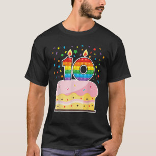 Pop It 10Th Birthday Cake Girls Boys 10Th Years Ol T-Shirt