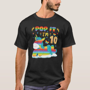 Pop It 10Th Birthday Pop It Fidget Unicorn Pop Par T-Shirt