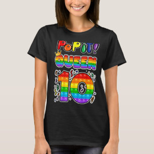 Pop It 10th Birthday Queen 10 Years Old Girl Fidge T-Shirt