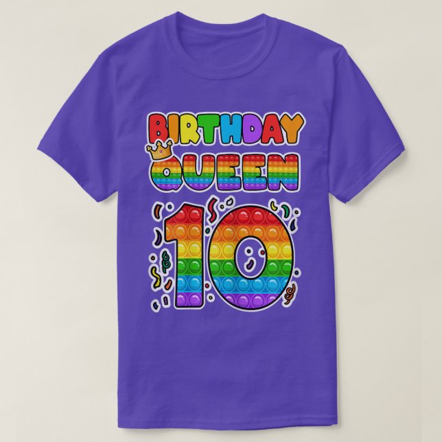 Pop It 10th Birthday queen 10 Years Old girl Fidge T-Shirt (Design Front)