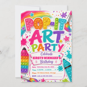 Pop-It Art Birthday Party Invitation