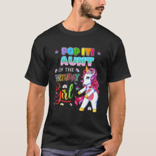 Pop It Aunt Of The Birthday Girl Fidget Family Mat T-Shirt