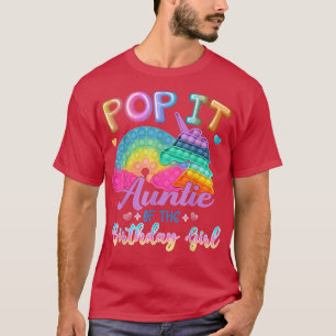 Pop It Auntie of the Birthday Girl Kids Family Mat T-Shirt