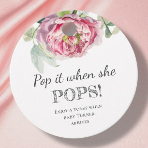 Pop it! Baby Shower Champagne Favour Tags