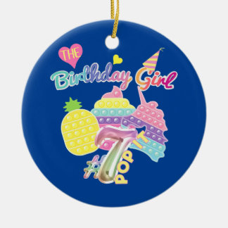 Pop It Birthday for 7yr Old Girl Party  Ceramic Tree Decoration