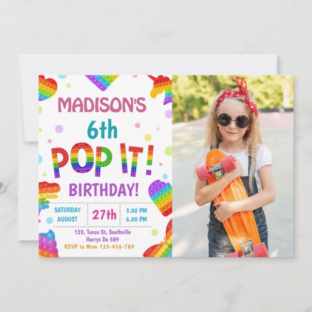 Pop It Birthday  Invitation (Front)