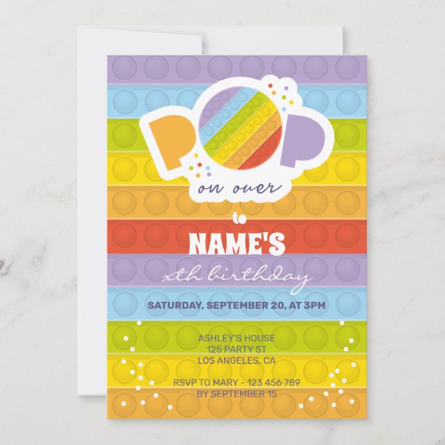 Pop it Birthday Party Invitation (Front)