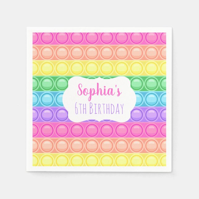 Pop It Birthday Party Napkins, Girl Birthday Napkin (Front)