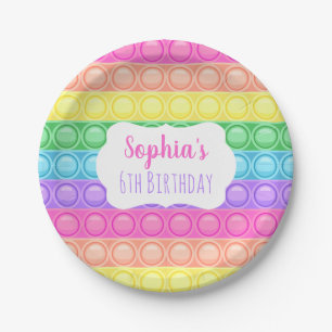Pop It Birthday Party Paper Plate, Girl Birthday Plate