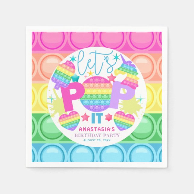 Pop It Birthday Personalised Girl Napkin (Front)