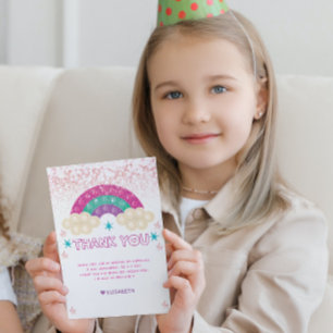 Pop It Birthday Personalised Rainbow glitter Thank You Card