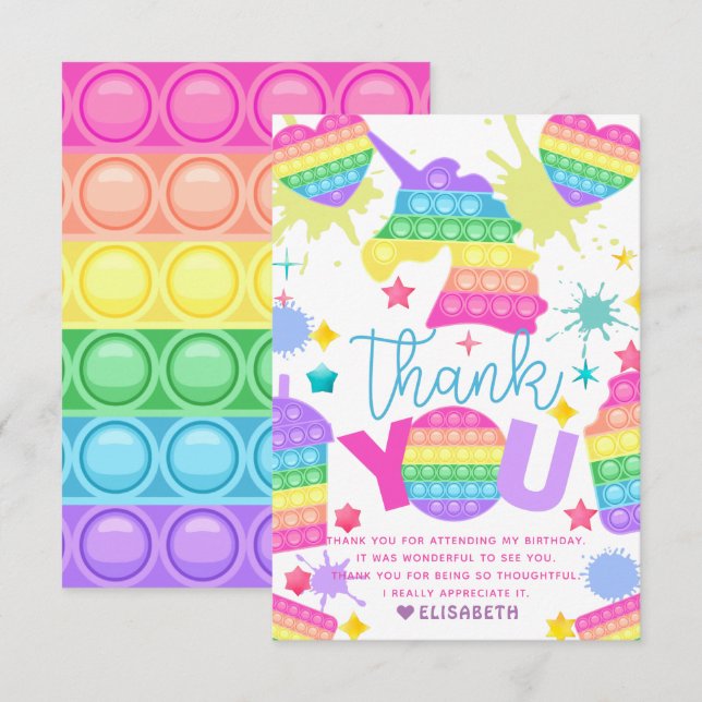 Pop It Birthday Personalised Thank You Card (Front/Back)