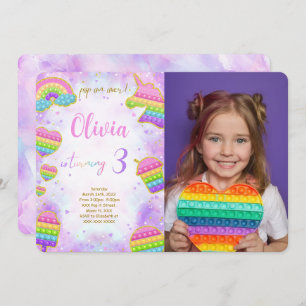 Pop it Birthday Photo Invitation