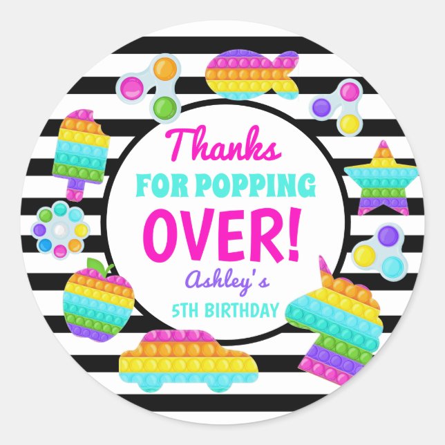 Pop It Birthday Sticker, pop over sticker (Front)