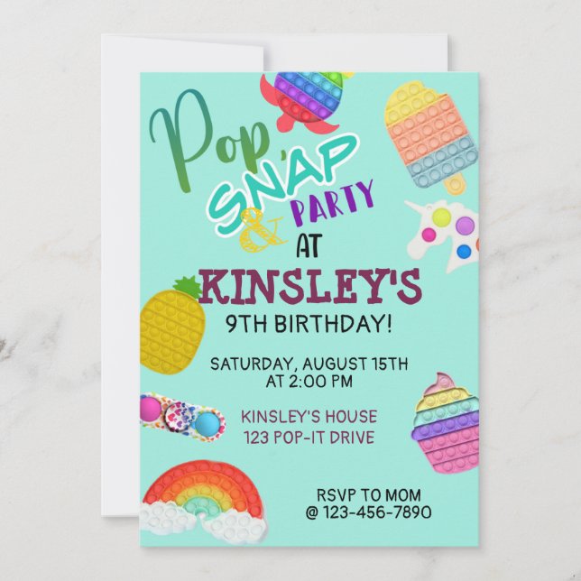 Pop It Bubble Fidget Toy Birthday (Front)