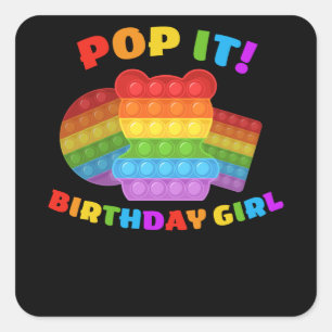 Pop It Dot Day Bear For Birthday Girl Square Sticker