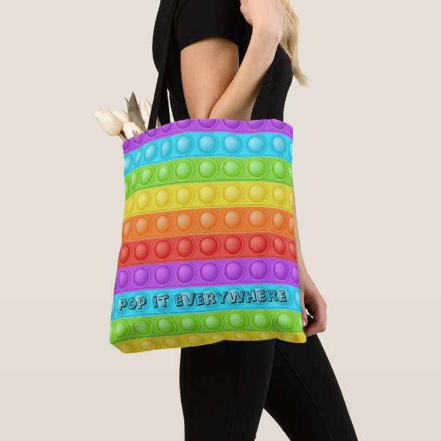 Pop it everywhere with text colourful  tote bag (Close Up)