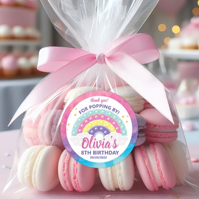 Pop It Fidget Birthday Party  Classic Round Sticker (Creator Uploaded)