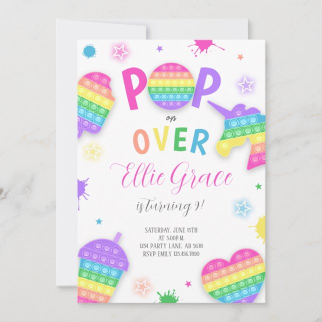Pop It Fidget Toy Invitation (Front)