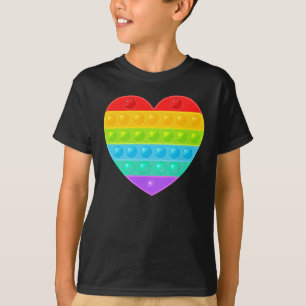 Pop It Heart Colourful Rainbow T-Shirt