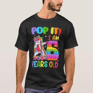Pop It I Am 6 Years Old Dabbing Unicorn Fidget 6Th T-Shirt