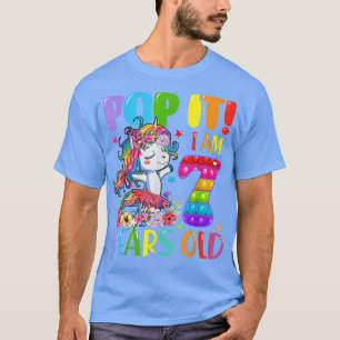 Pop It I Am 7 Years Old Fidget Toy Dabbing Unicorn T-Shirt