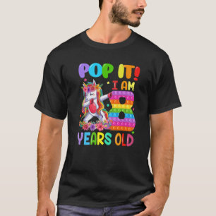 Pop It I Am 8 Years Old Dabbing Unicorn Fidget 8Th T-Shirt