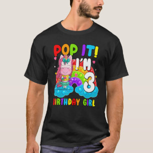 Pop It I'm 3 Birthday Girl Pop Fidget Toys Graphic T-Shirt