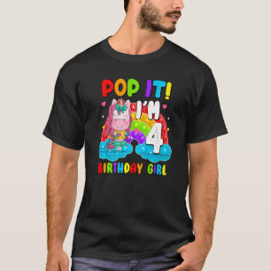 Pop It I'm 4 Birthday Girl Pop Fidget Toys Graphic T-Shirt