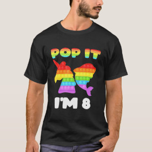 Pop It I'm 8 Birthday Girl Pop Fidget Toys Graphic T-Shirt