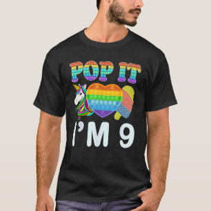 Pop it I'm 9 birthday for girls boys 9 Year Old Fi T-Shirt