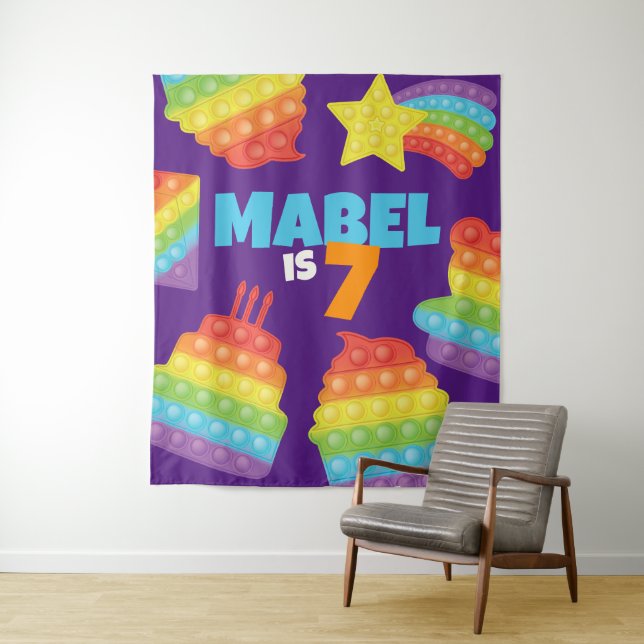 Pop It! | Invitation Birthday Backdrop Tapestry (In Situ)