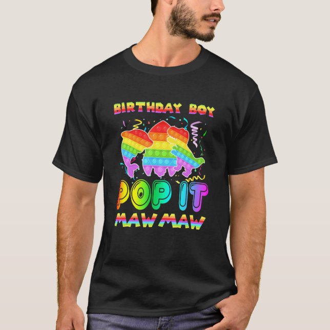 Pop It Mawmaw Of The Birthday Boy Pop It Shark Din T-Shirt (Front)