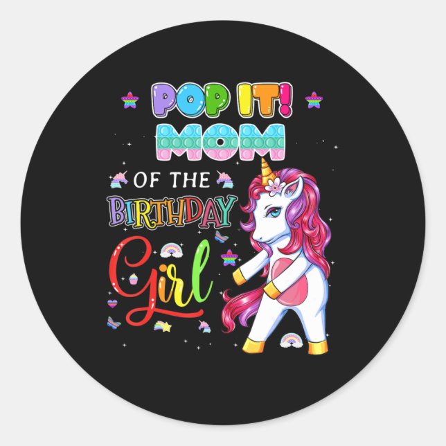 Pop It Mum of the Birthday Girl Fidget Family Matc Classic Round Sticker (Front)