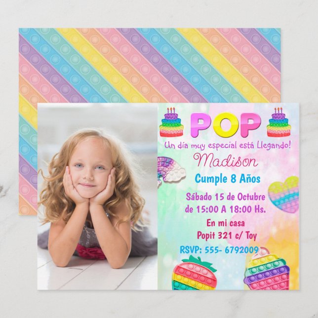 Pop It Niña Invitation (Front/Back)