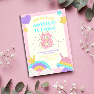 Pop It Party Vibrant Birthday Invitation