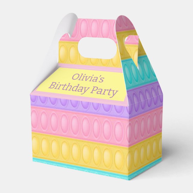 Pop it Pastel Rainbow Girl Birthday Party Favour Box (Front Side)
