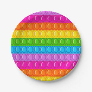 Pop it Pastel Rainbow Girl Birthday Party Paper Plate