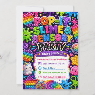 Pop It Slime Sensory Birthday Party Invitation