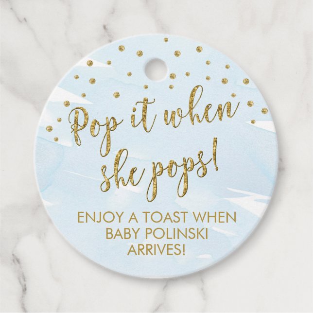POP IT TAGS, BOY CHAMPAGNE FAVOR TAGS (Front)