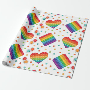 Pop It Toy Rainbow Colours Birthday Wrapping Paper