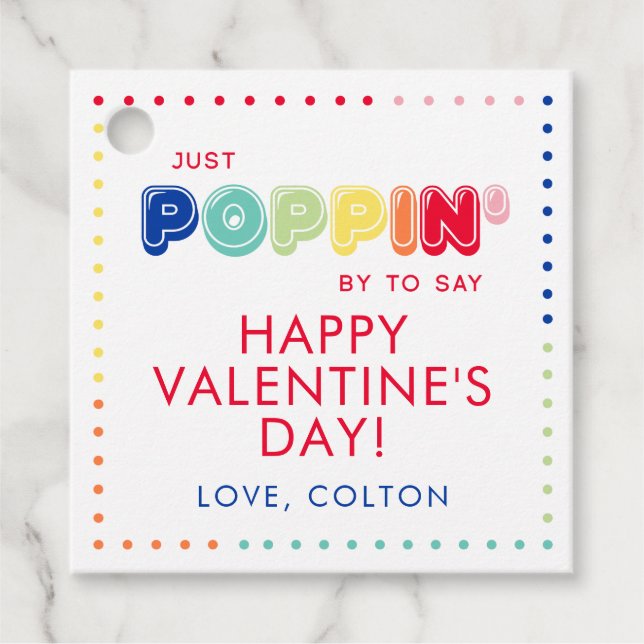 Pop It Valentine Cards, Happy Valentines Day Tag (Front)
