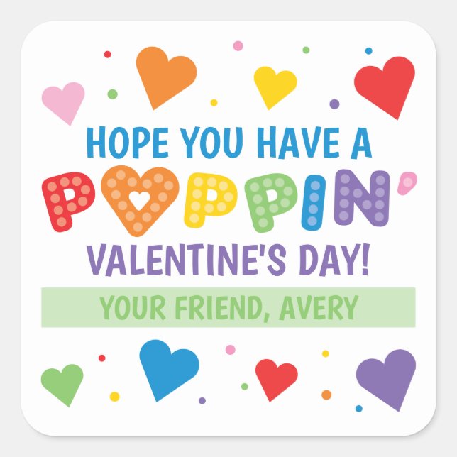 Pop It Valentine's Day Stickers for Kids (Front)