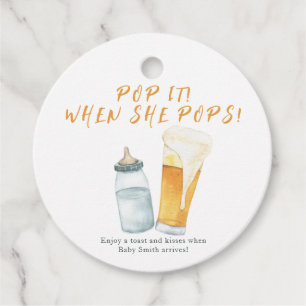 Pop it when she pops! Baby is brewing baby shower Favour Tags