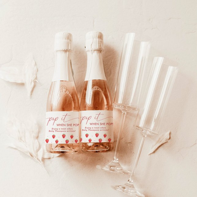Pop It When She Pops Baby Shower Favour Sparkling Wine Label (Creator Uploaded)