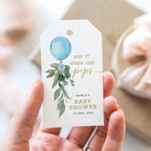 Pop It When She Pops Balloon Greenery Baby Shower Gift Tags