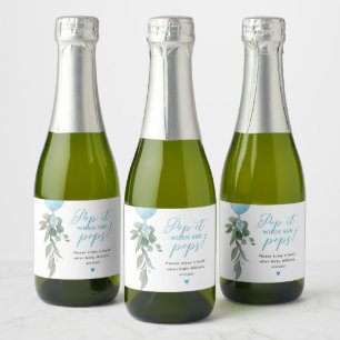 Pop It When She Pops Balloon Greenery Baby Shower Sparkling Wine Label