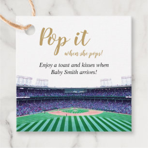 Pop it When She Pops! Baseball Theme Favour Tags