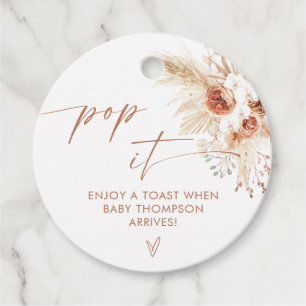 Pop It When She Pops Boho Pampas Grass Favour Tags